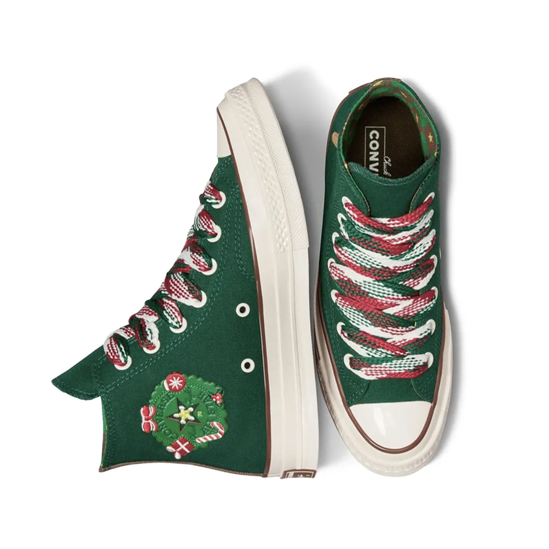Converse - Unisex Chuck 70 X-Mas Gingerbread & Knit Sock High Top Shoes (A12455C) Soft White Driving Comfort