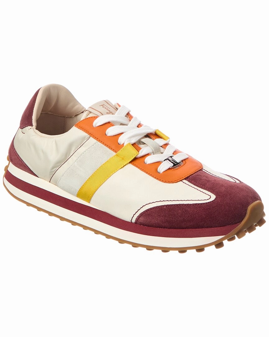 Ferragamo Canvas & Suede Sneaker fun run running wear Quick Response