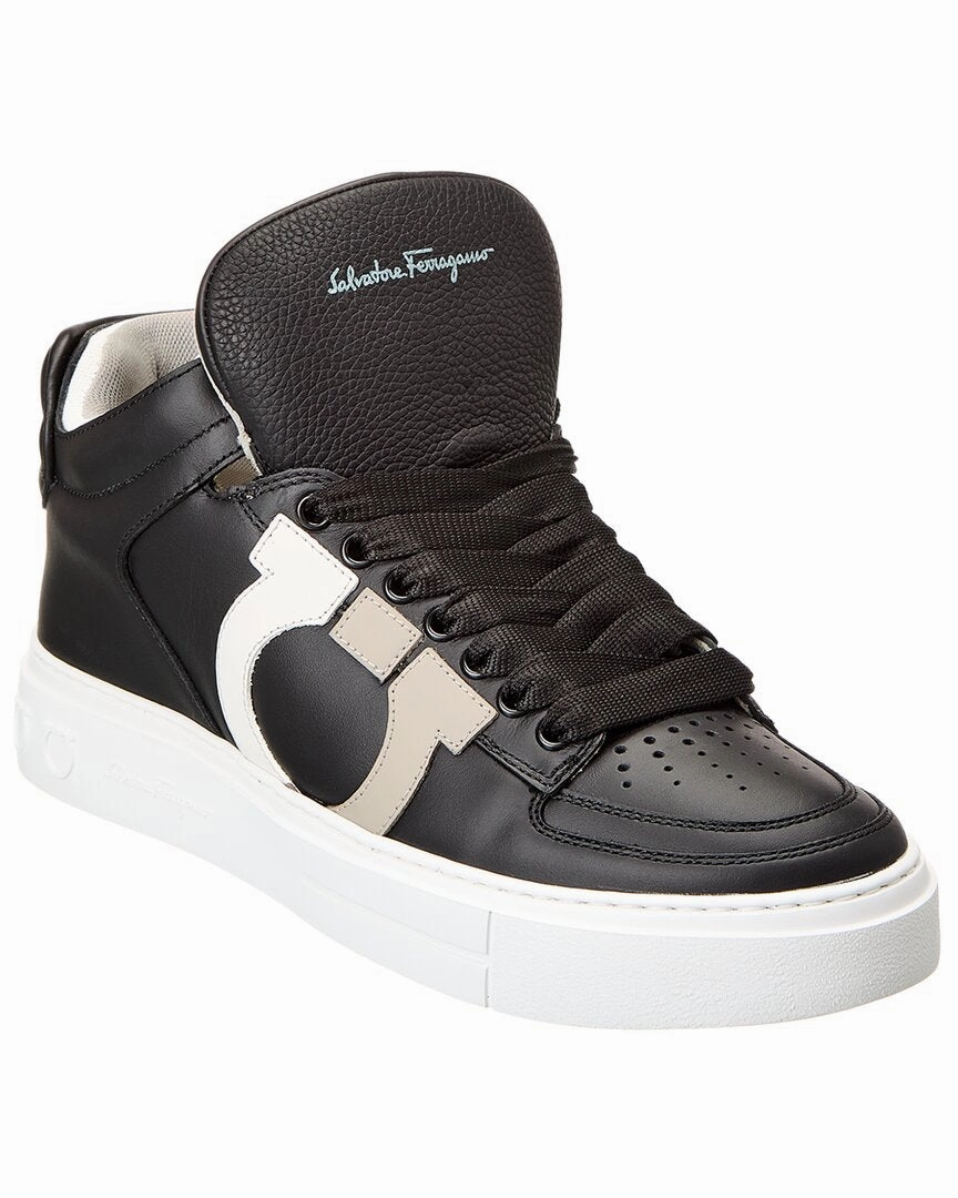 Reinforced Seams Ferragamo Marvelous Leather High-Top Sneaker