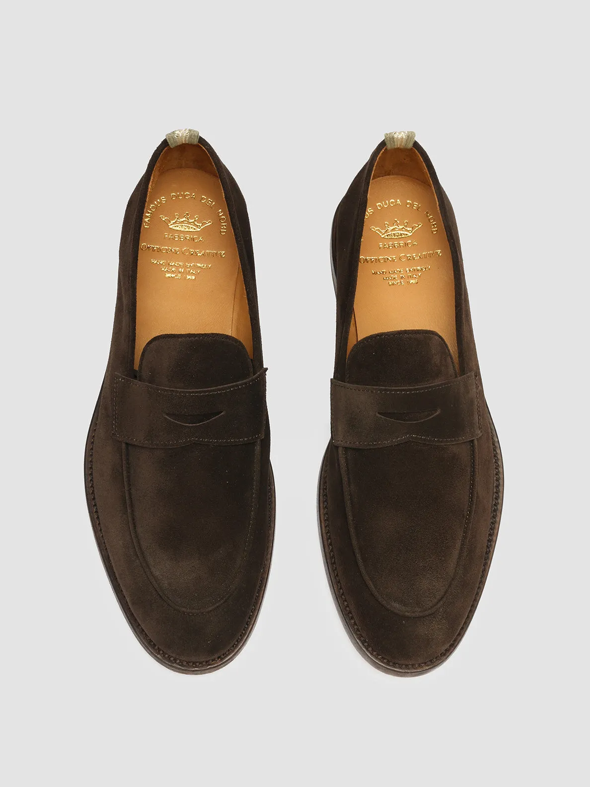 evening routine OPERA 001 - Dark Brown Suede Penny Loafers