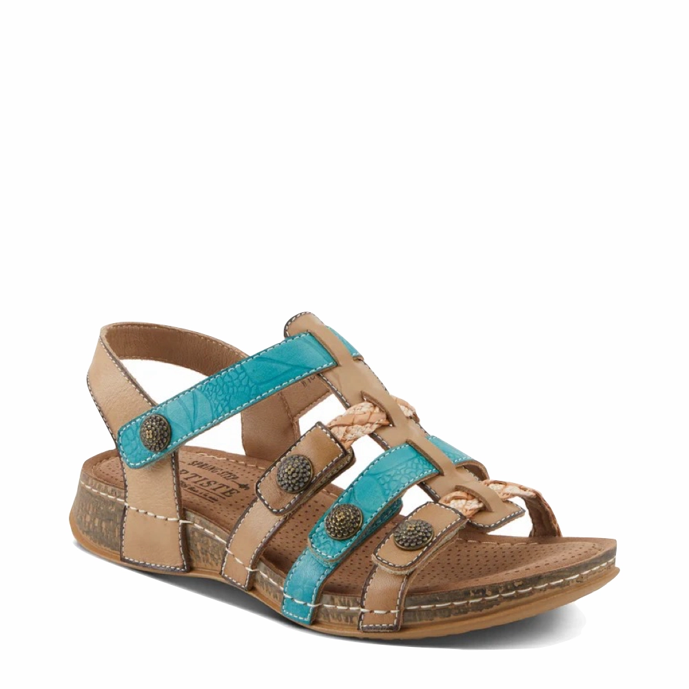 Spring Step Women's Delila Sandal in Blue Multi Quick Move Vacation Mode