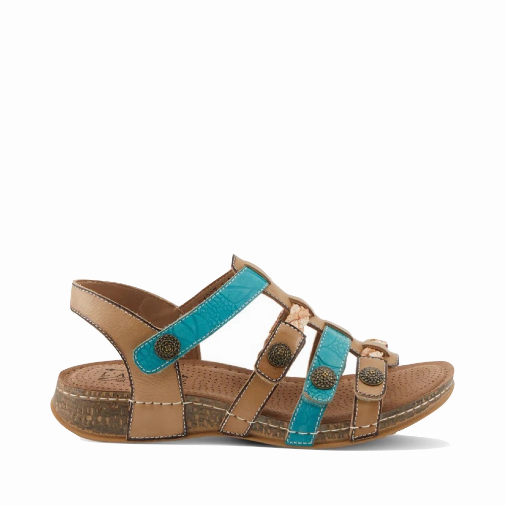 Rubber Sole Spring Step Women's Delila Sandal in Blue Multi