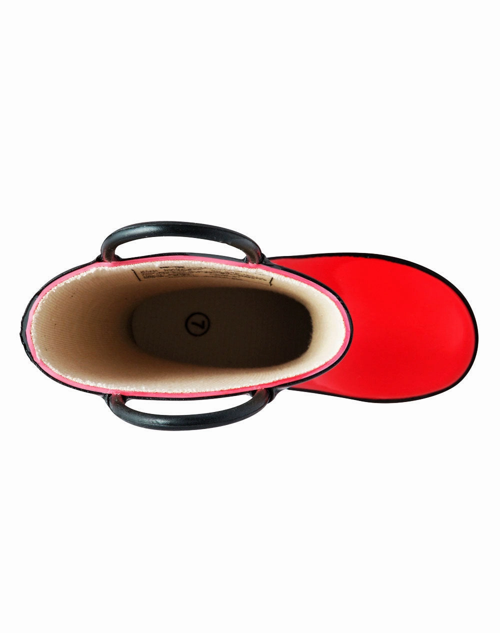 Fiery Red Loop Handle Rubber Rain Boots Trendy Walk