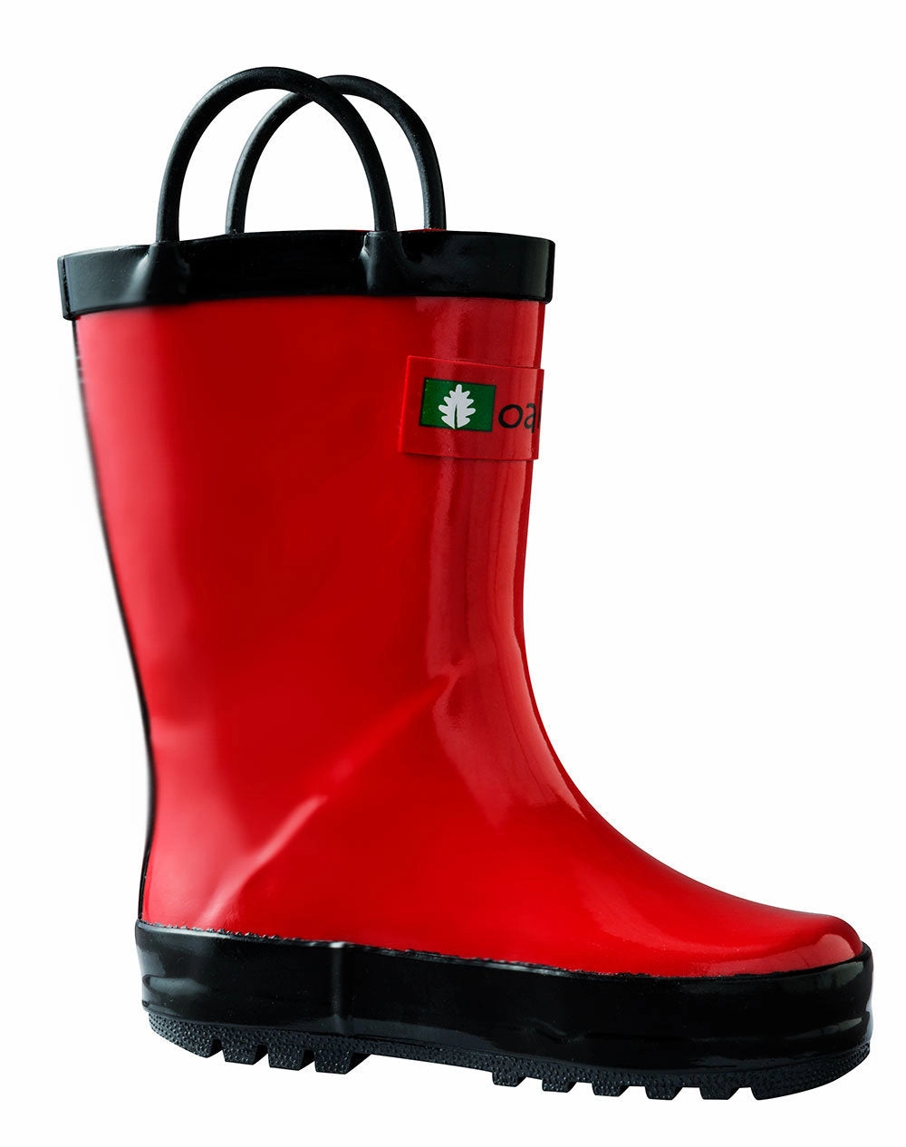Fiery Red Loop Handle Rubber Rain Boots Quick Walking Protection