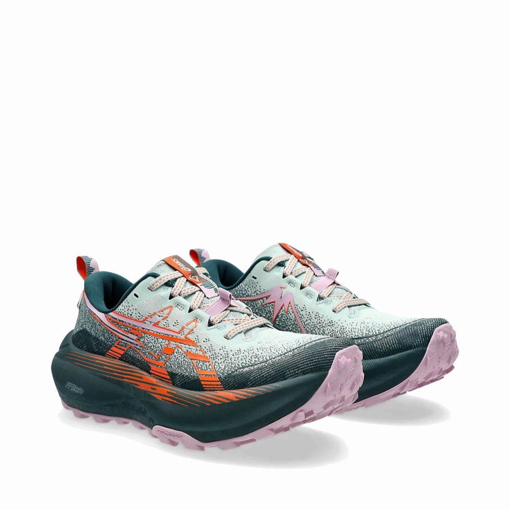 Asics Women's Trabuco 4 Sneaker in Cold Moss/Nova Orange Functional Fit