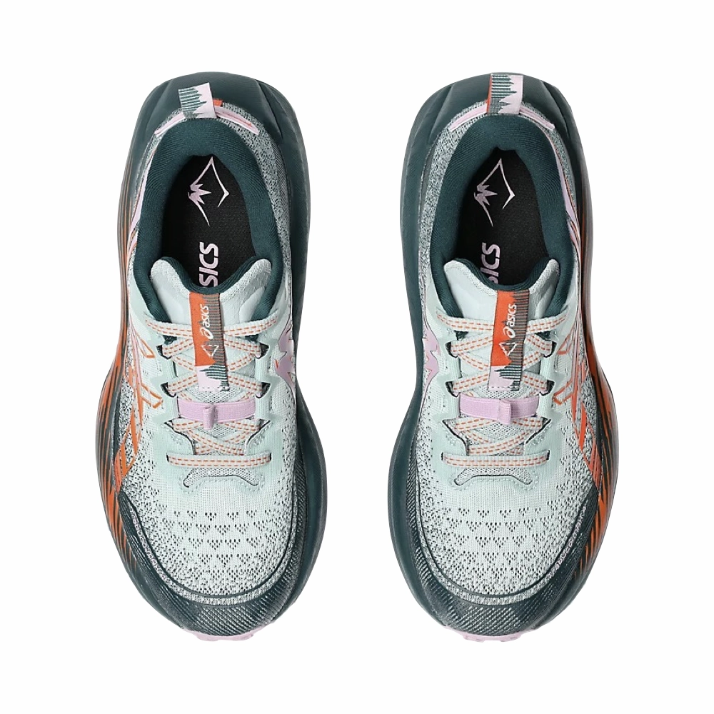 Asics Women's Trabuco 4 Sneaker in Cold Moss/Nova Orange Flat Walk Quick Wear