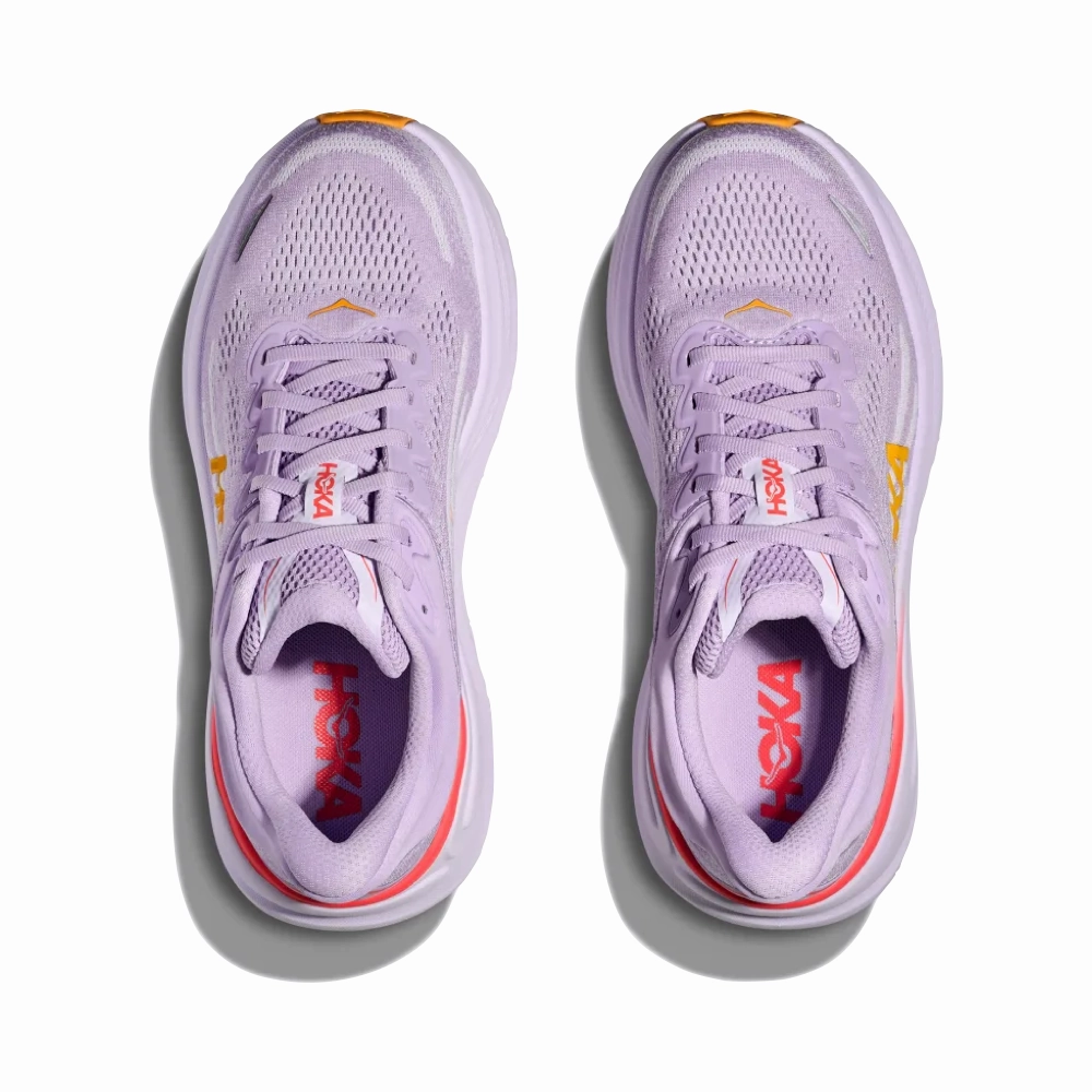 Casual Fit Touch Soft Hoka Women's Bondi 9 Sneaker in Aster Flower/Starlight Glow