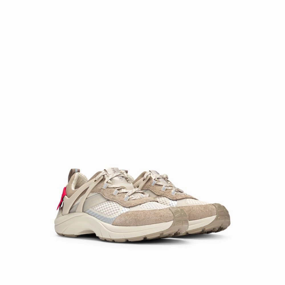 Mixed-material trainers with decorative reflective effects pre - made running shoes