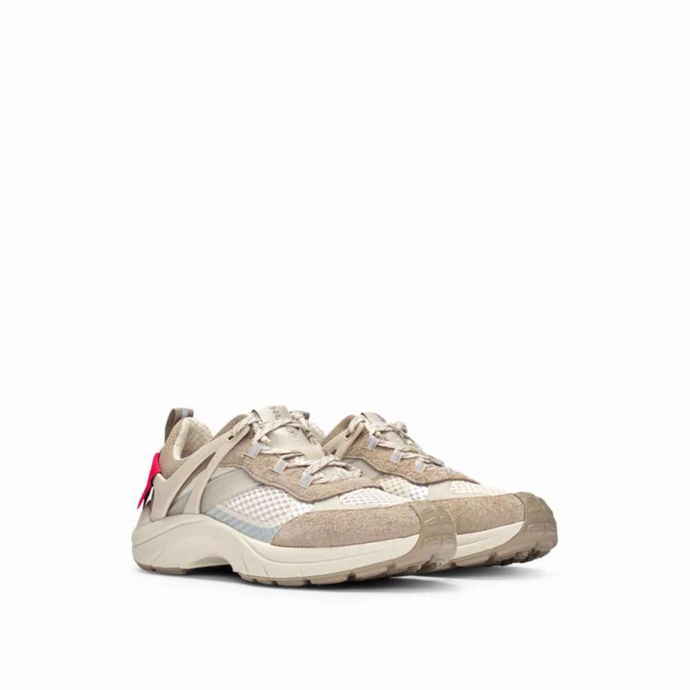 Responsive sole Mixed-material trainers with decorative reflective effects