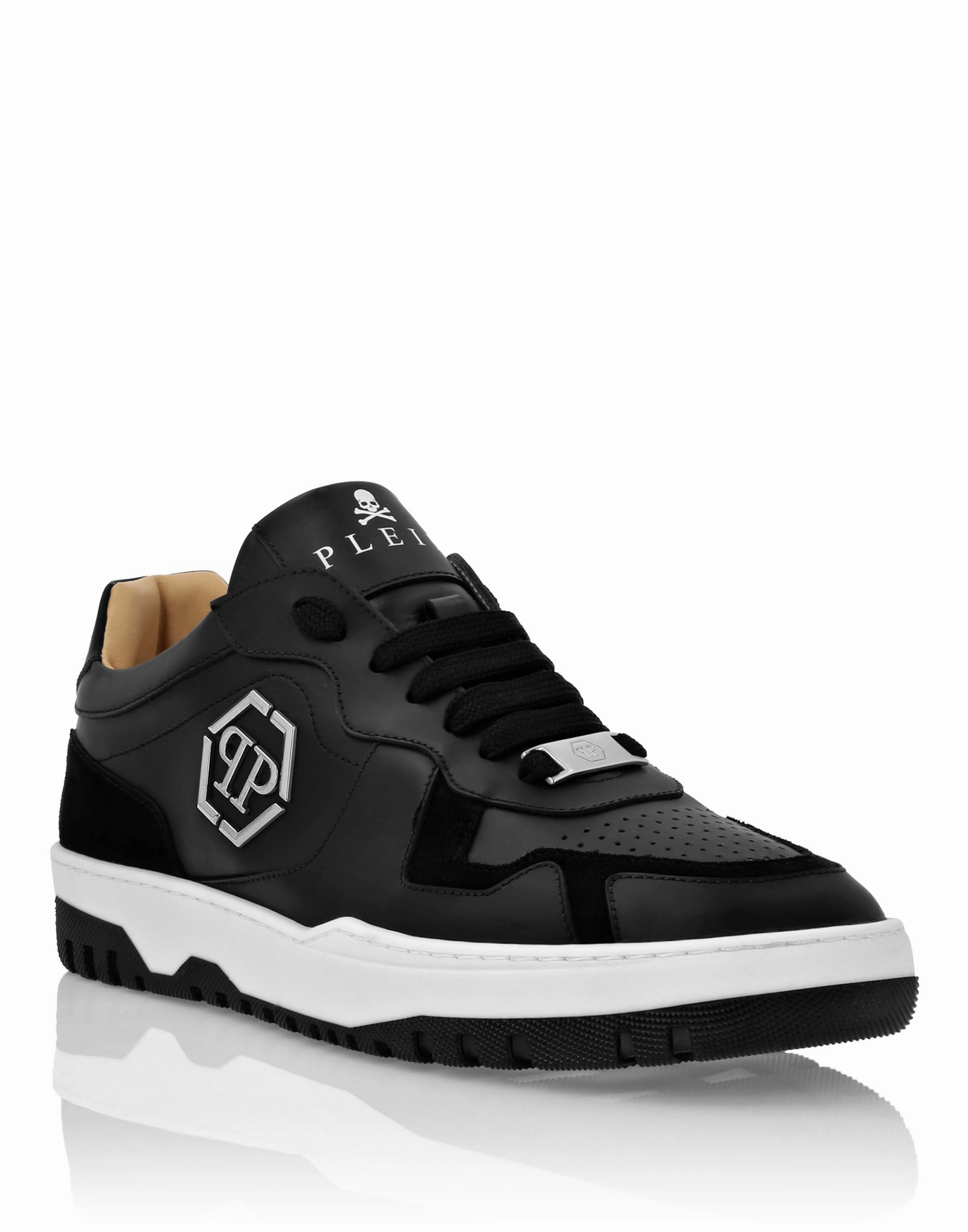 Mix Leather Lo-Top Sneakers medium widths quiet - operation shoes