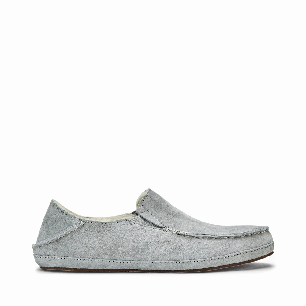 AirCushion OluKai Women's Nohea Shearling Lined Slipper in Pale Grey