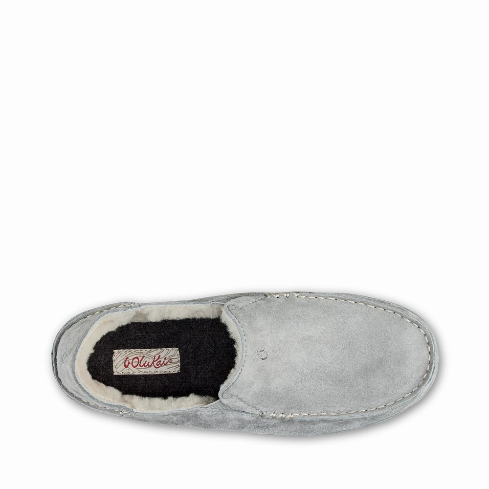 Comfort Memory Foam OluKai Women's Nohea Shearling Lined Slipper in Pale Grey
