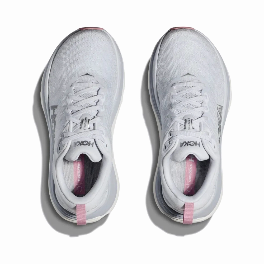 Hoka Women's Gaviota 5 Running Sneaker in Sea Ice/Pink Twilight Foam Footbed Functional Look