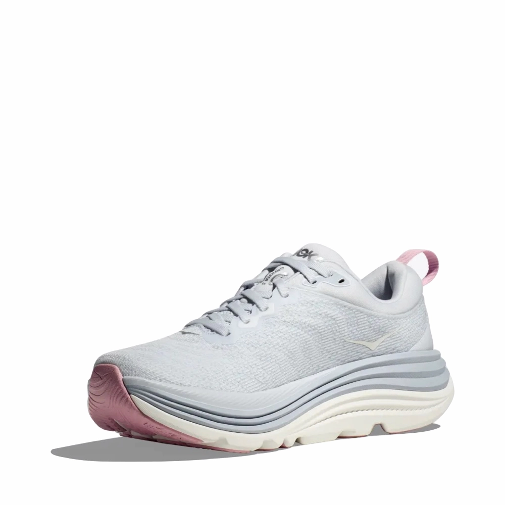 Comfortable Farm Step Hoka Women's Gaviota 5 Running Sneaker in Sea Ice/Pink Twilight