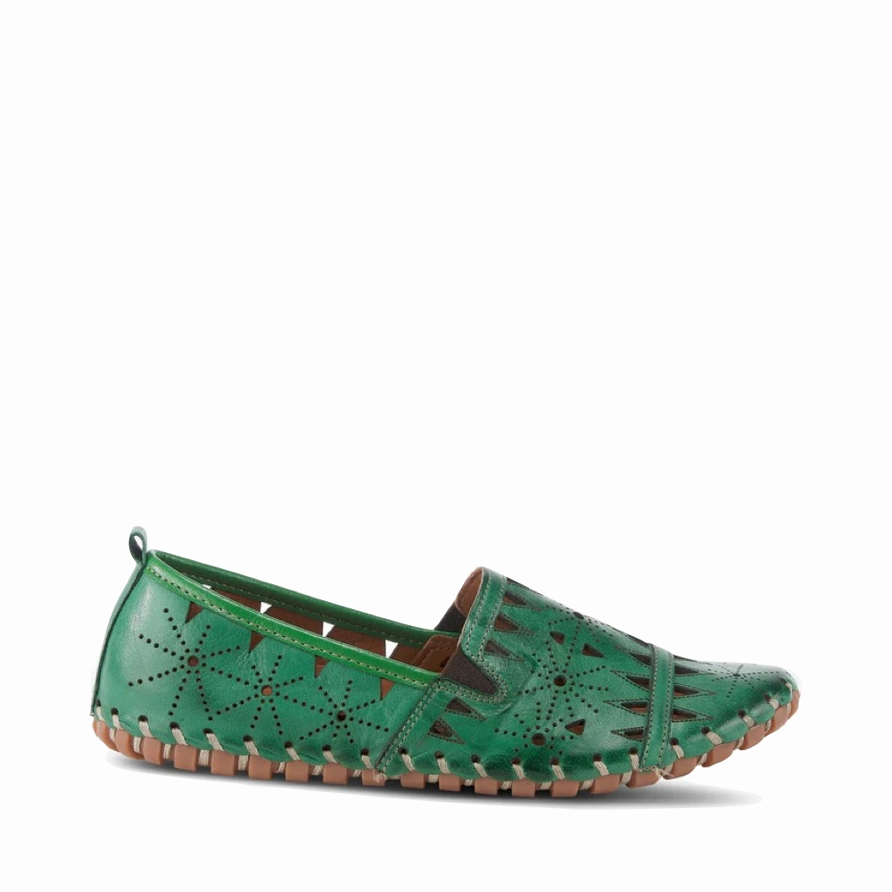 Neutral Style Spring Step Women's Fusaro Slip On Flat in Green