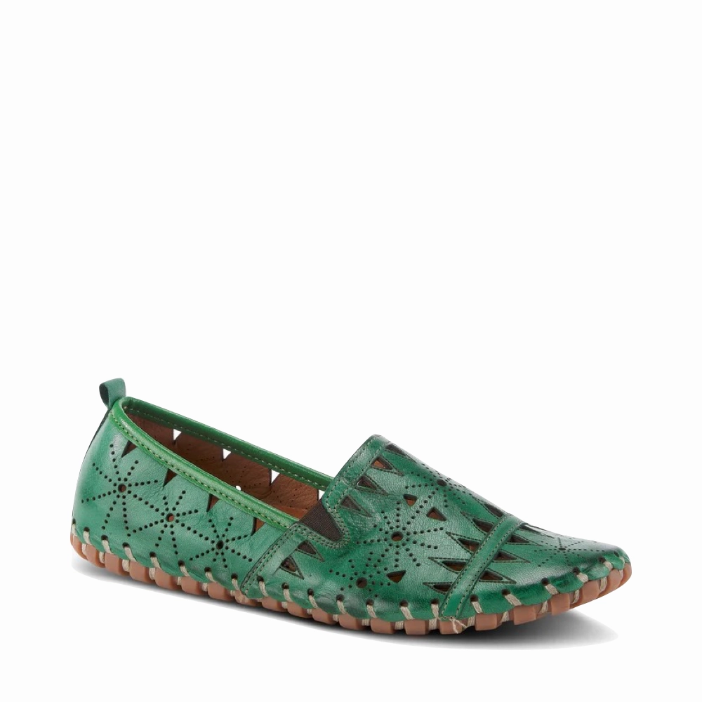 Spring Step Women's Fusaro Slip On Flat in Green Slip On Form Fit