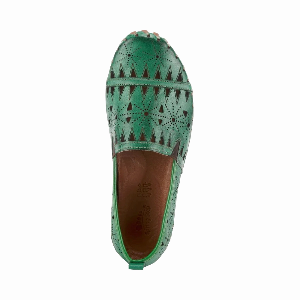 Spring Step Women's Fusaro Slip On Flat in Green High Heel