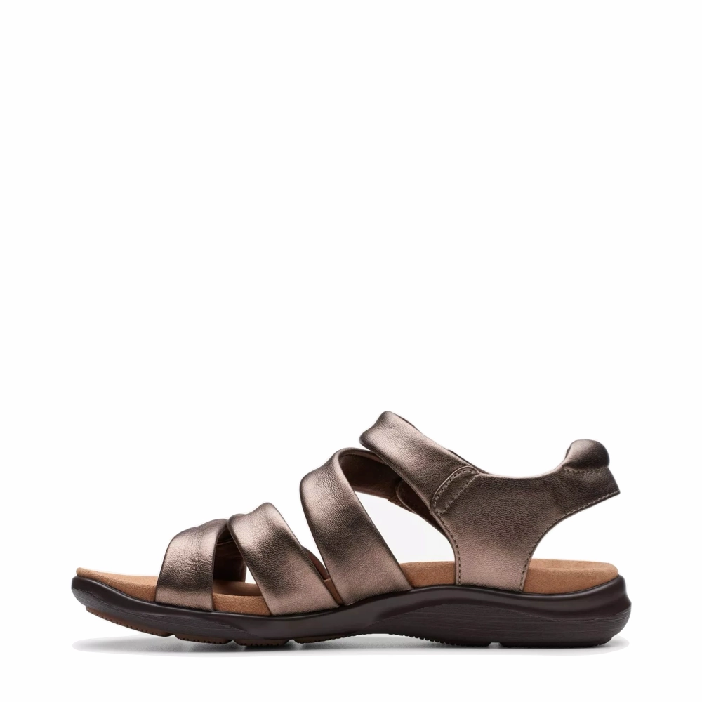 Clarks Women's Kitly Ave Sandal in Bronze Sporty Sandals for Summer Adjustable Fit