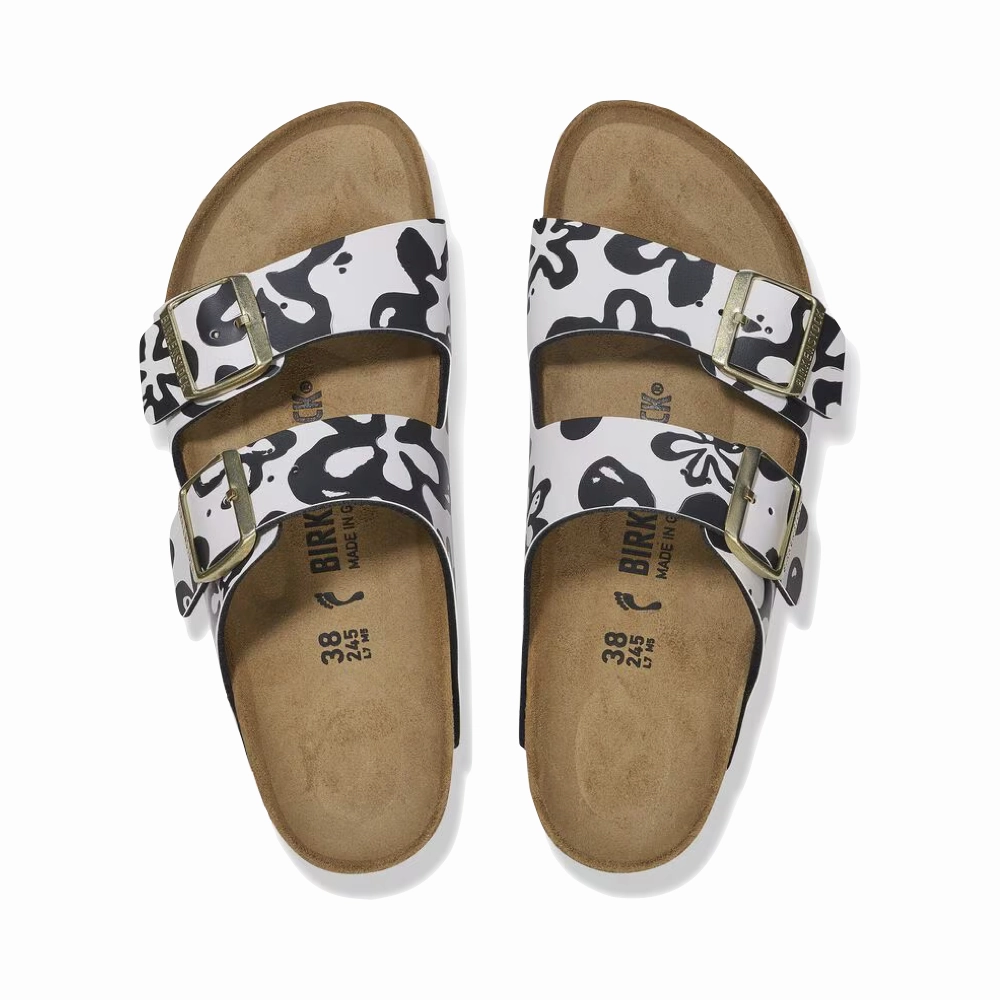 Birkenstock Women's Arizona Birko-Flor Sandal in Blooms White/Black Light Style