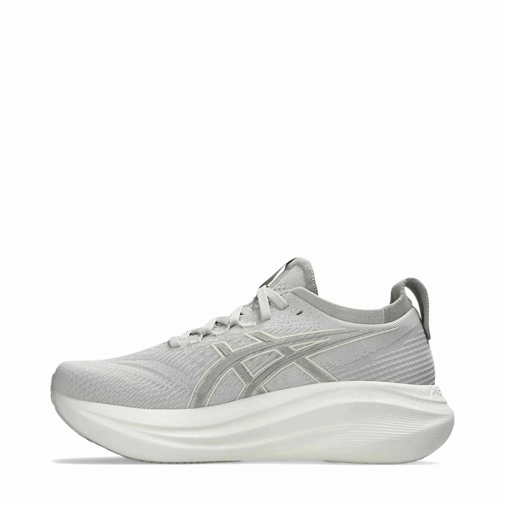 Stretch Step Sneaker Style Asics Women's Gel Nimbus 27 Sneaker in Lake Grey/White Sage