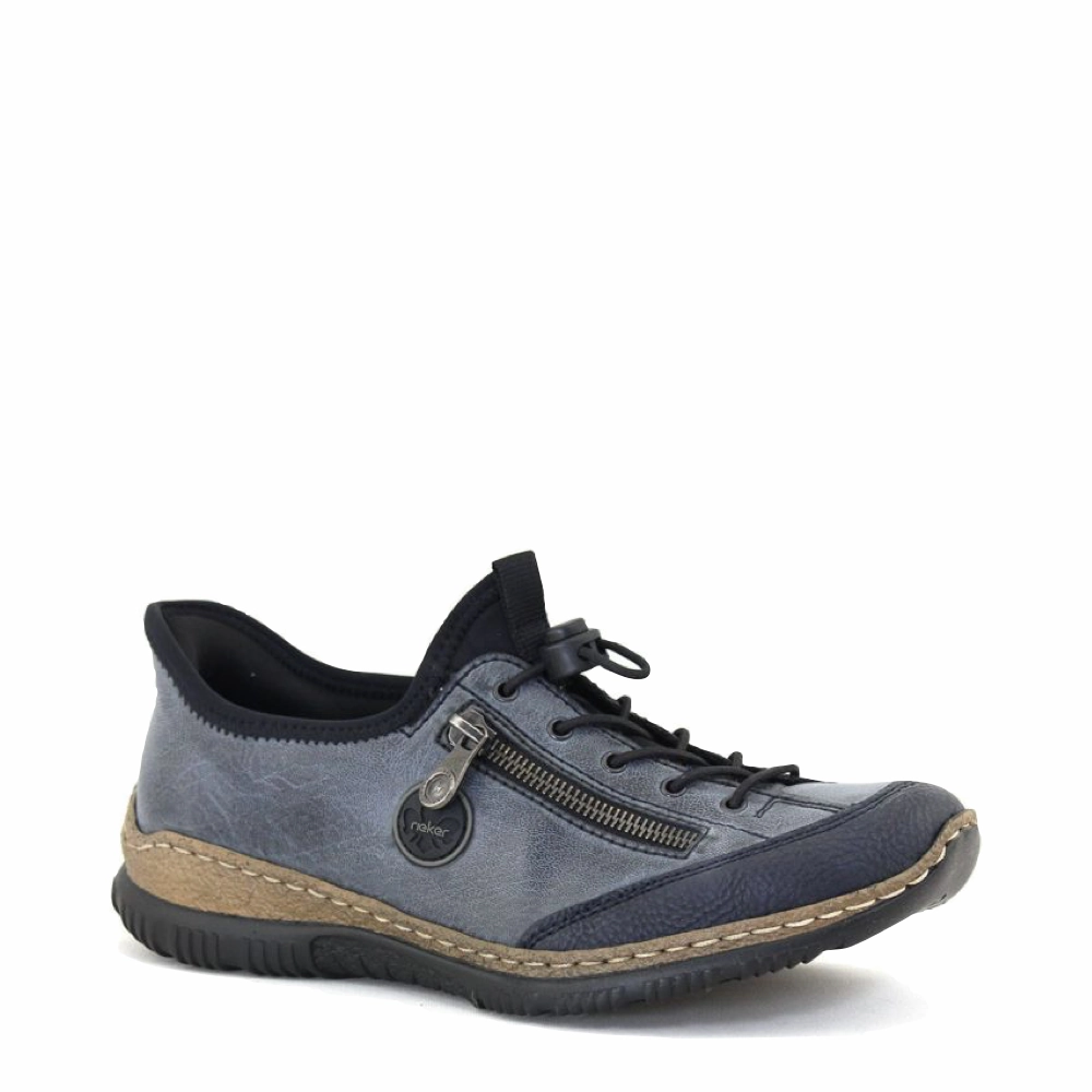 Rieker Women's Nikita 67 Slip On Sneaker in Navy Lace   Up Style Lounge Style