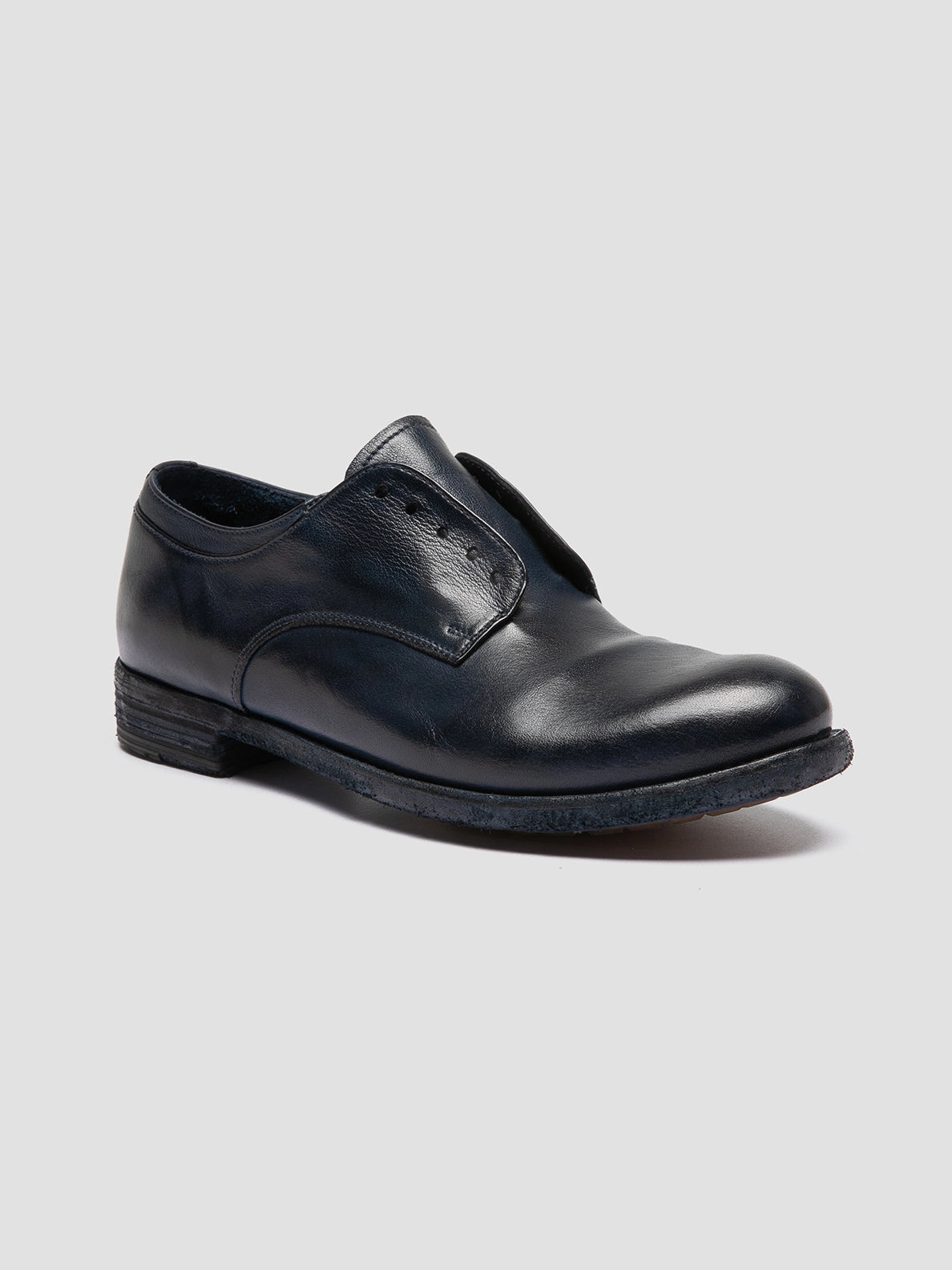 LEXIKON 012 - Blue Leather Derby Shoes Eye Shade Work Attire