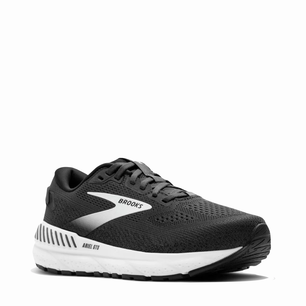 Brooks Women's Ariel GTS 24 Sneaker in Ebony/Black/White Minimal Design