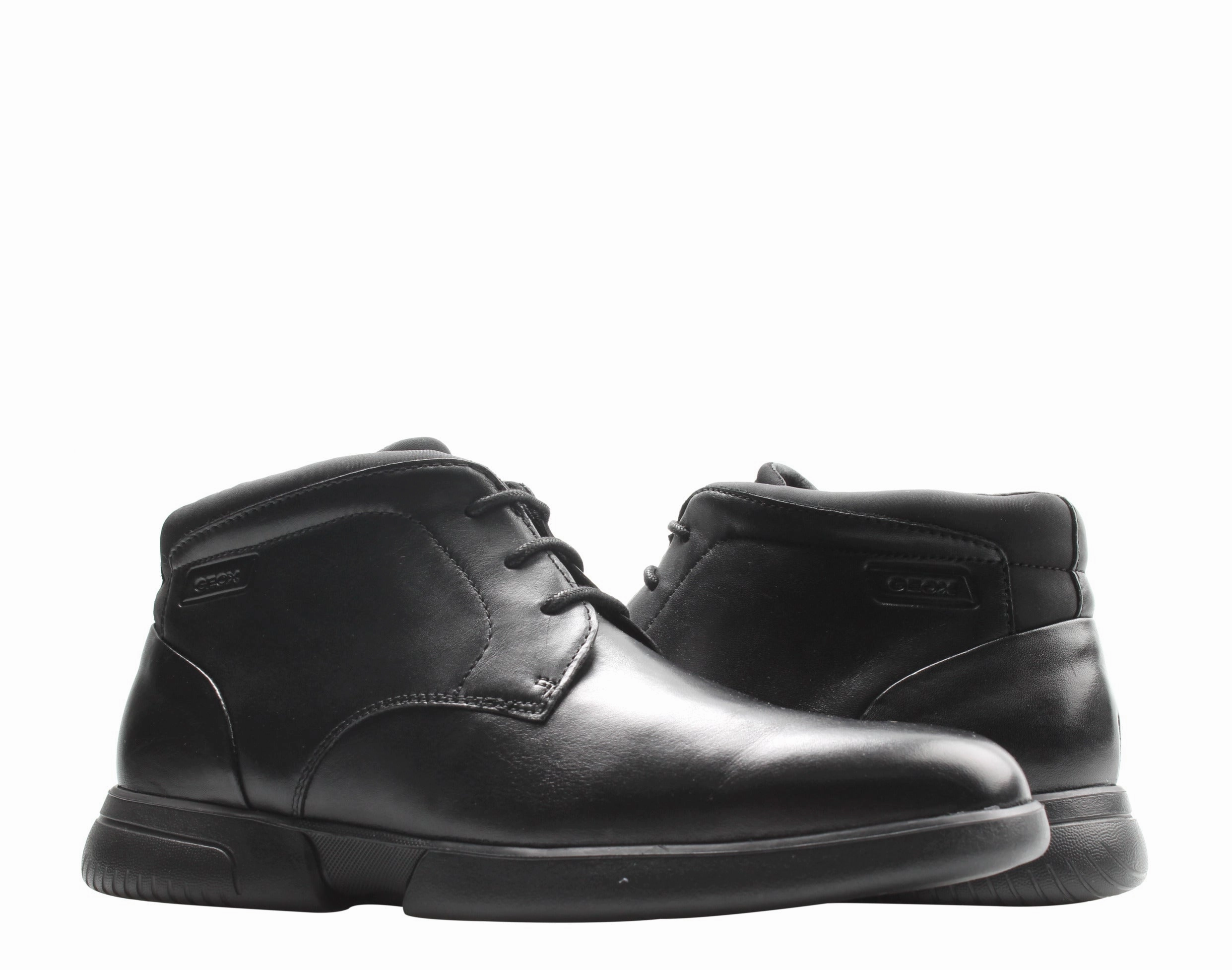 kids' style Geox Smoother Chukka Black Leather Men's Casual Shoes U04AVB-00043-C9999