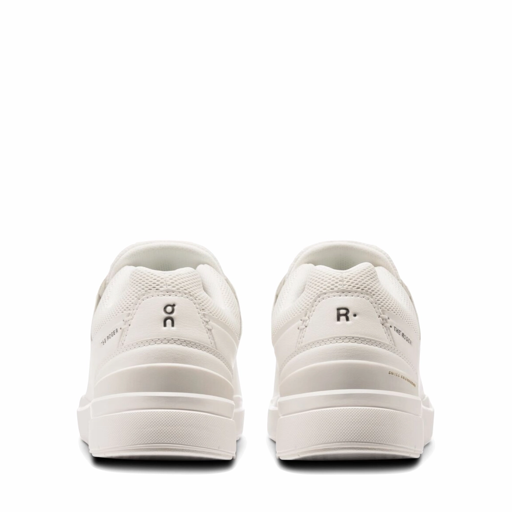 On Women's THE ROGER Advantage Sneaker in White/Undyed Quiet Footprint Campus Pace