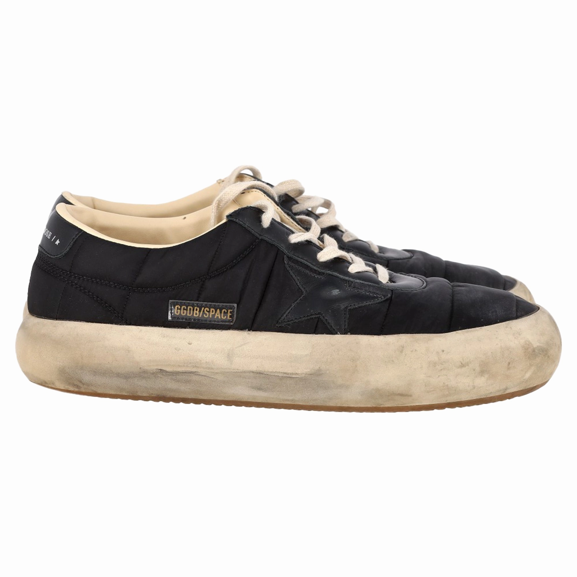 Adjustable Fit Golden Goose Space Star Sneakers in Black Nylon