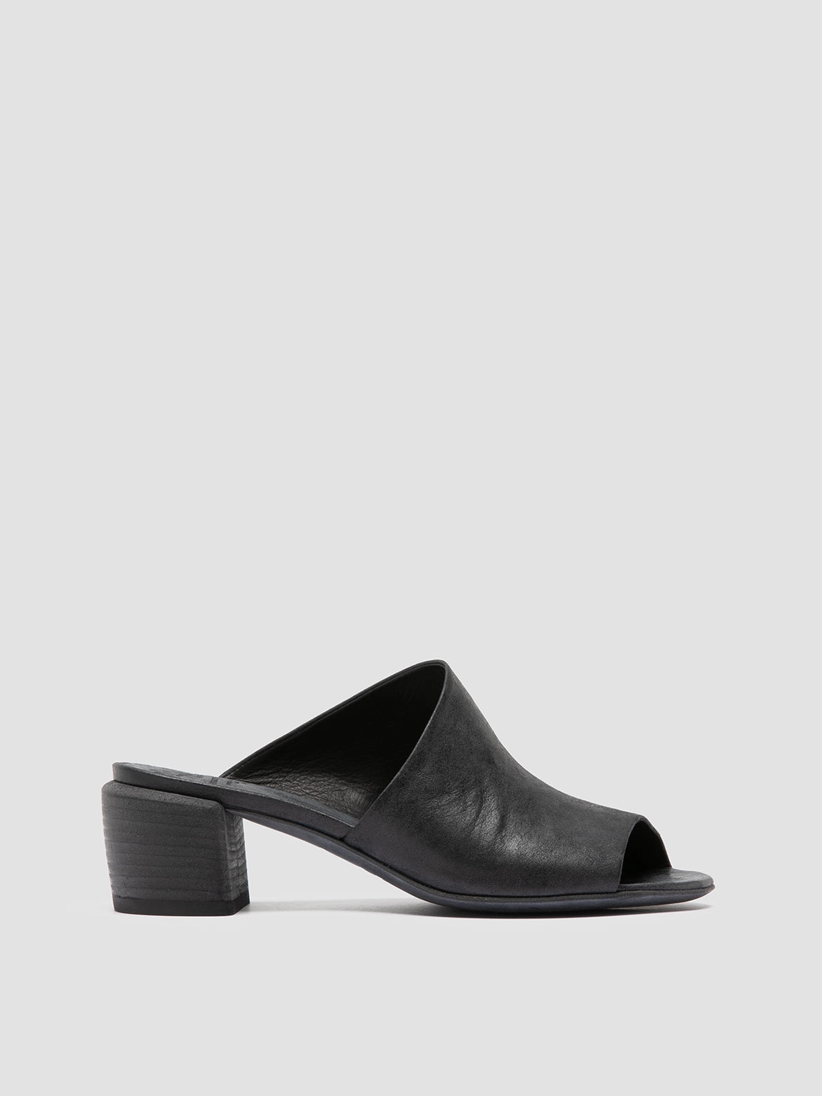 HADRY 008 - Black Leather Slide Sandals Quick Wear