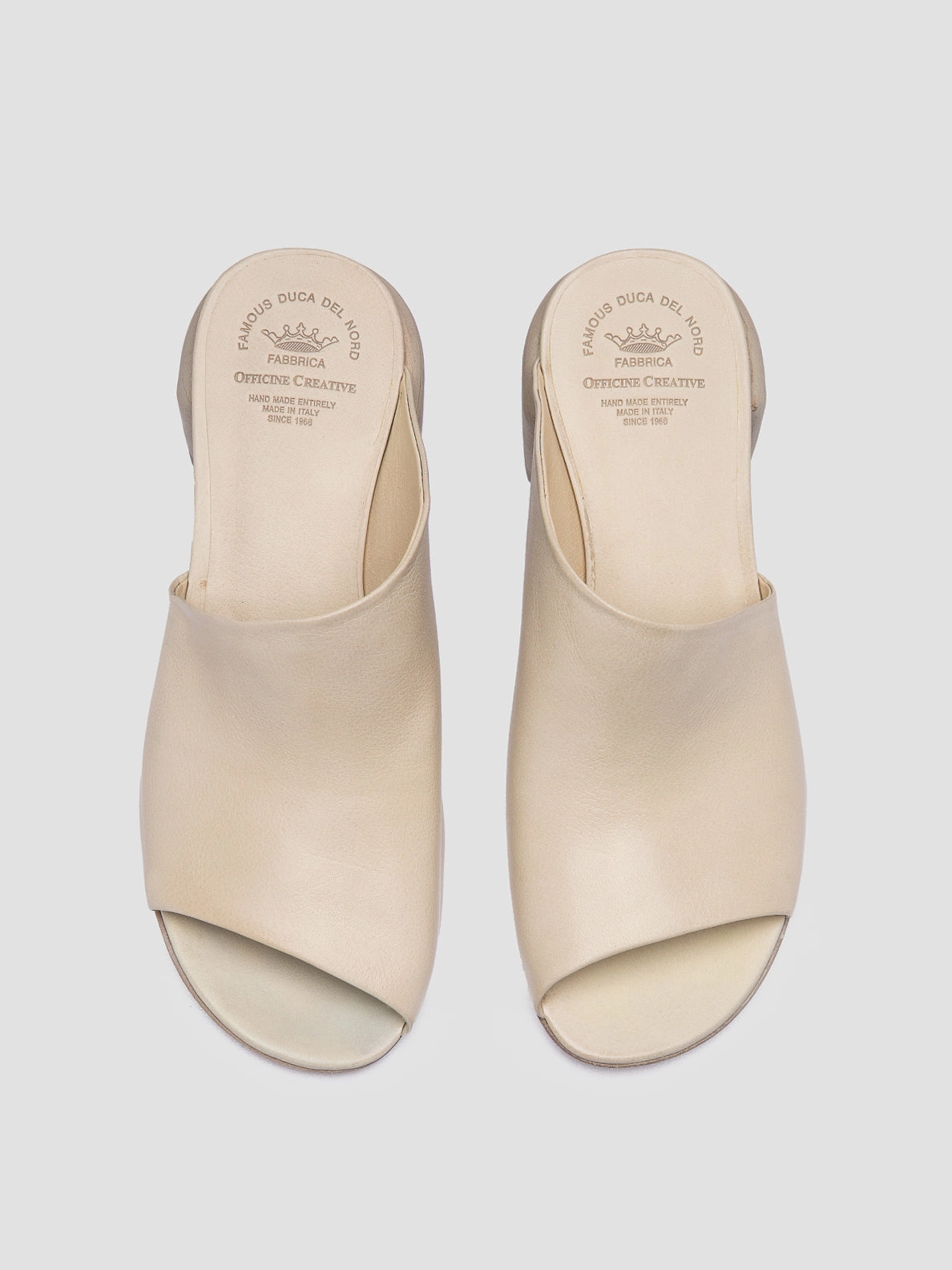 T Strap HADRY 008 - White Leather Slide Sandals