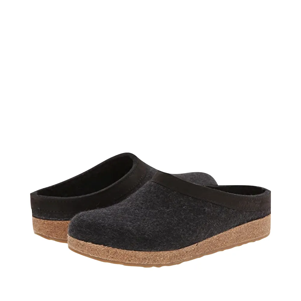 Haflinger Grizzly Wool Clog in Charcoal Easy Pair