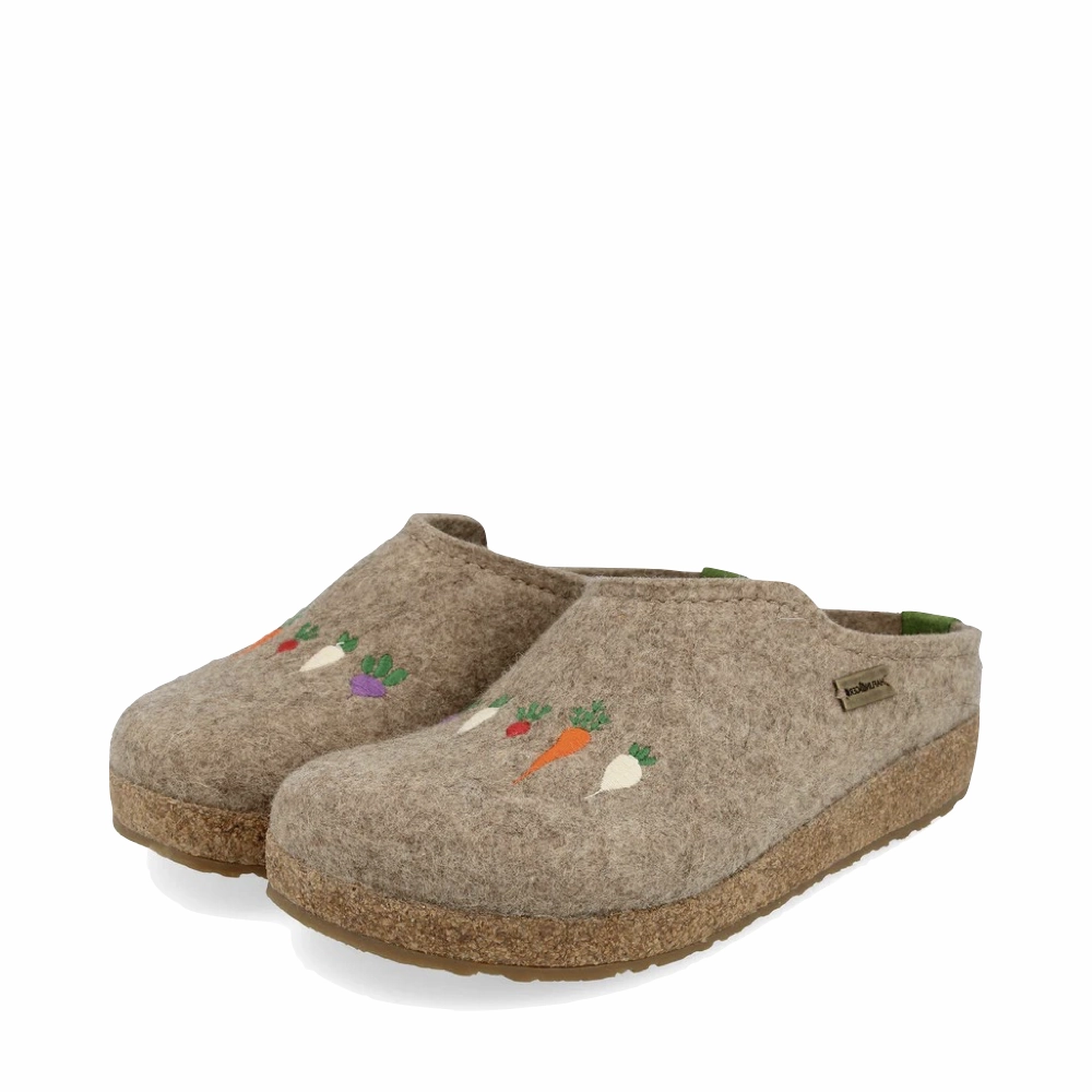 Canvas Material Anti scratch Haflinger Women's Roots Wool Clog in Earth