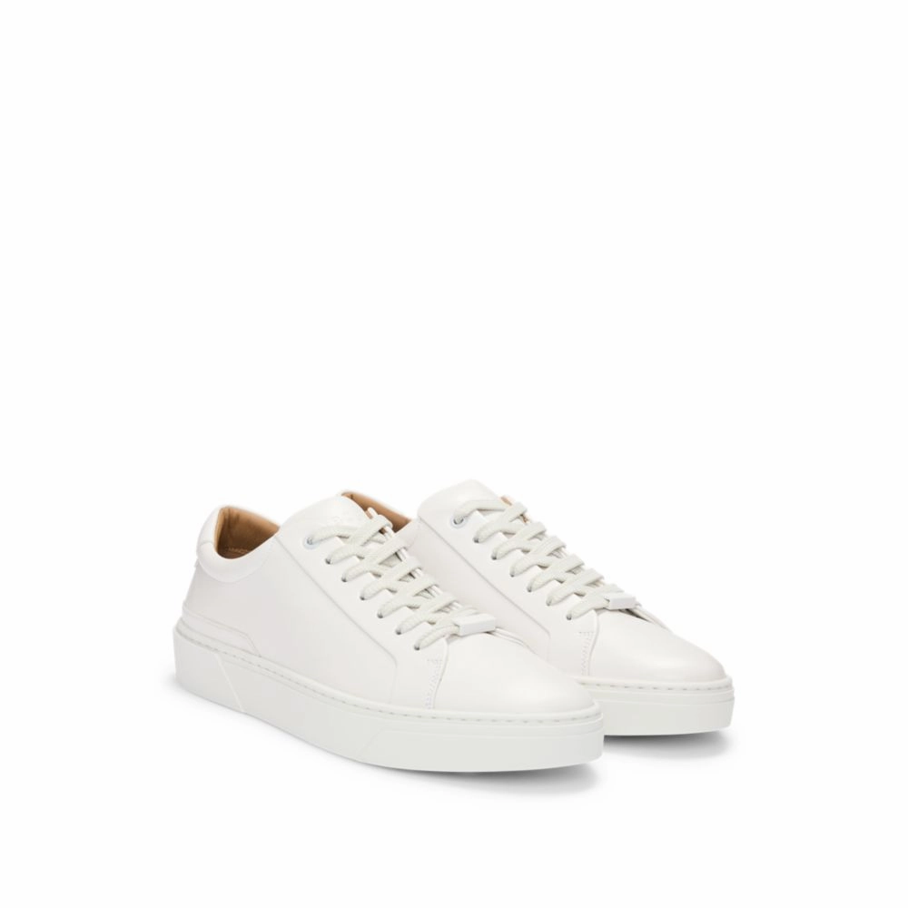 Gary leather low-top trainers with branded lace loop Easy Slip   On