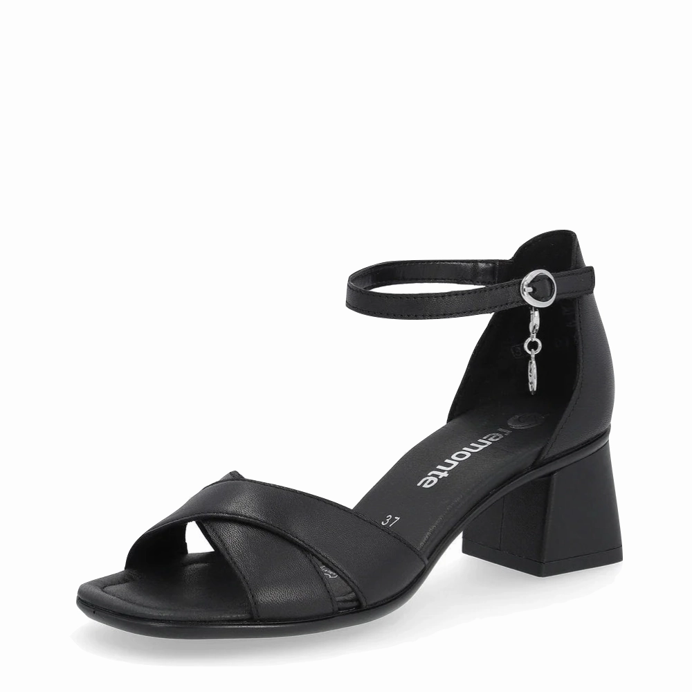 Paced Movement Remote Women's Dorina 50 Black Heel Sandal in Black
