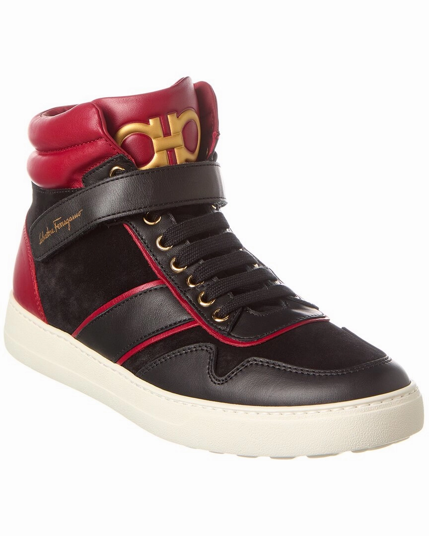 Ferragamo Noe Leather Sneaker running on snow shoes