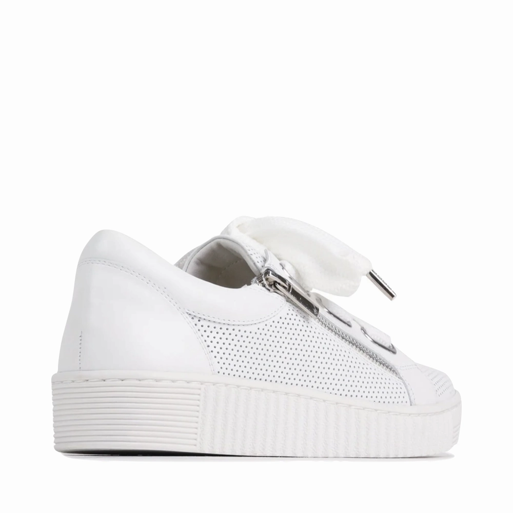 Breathable Comfort EOS Women's Jovi Luxe Perf Leather Tie Sneaker in White