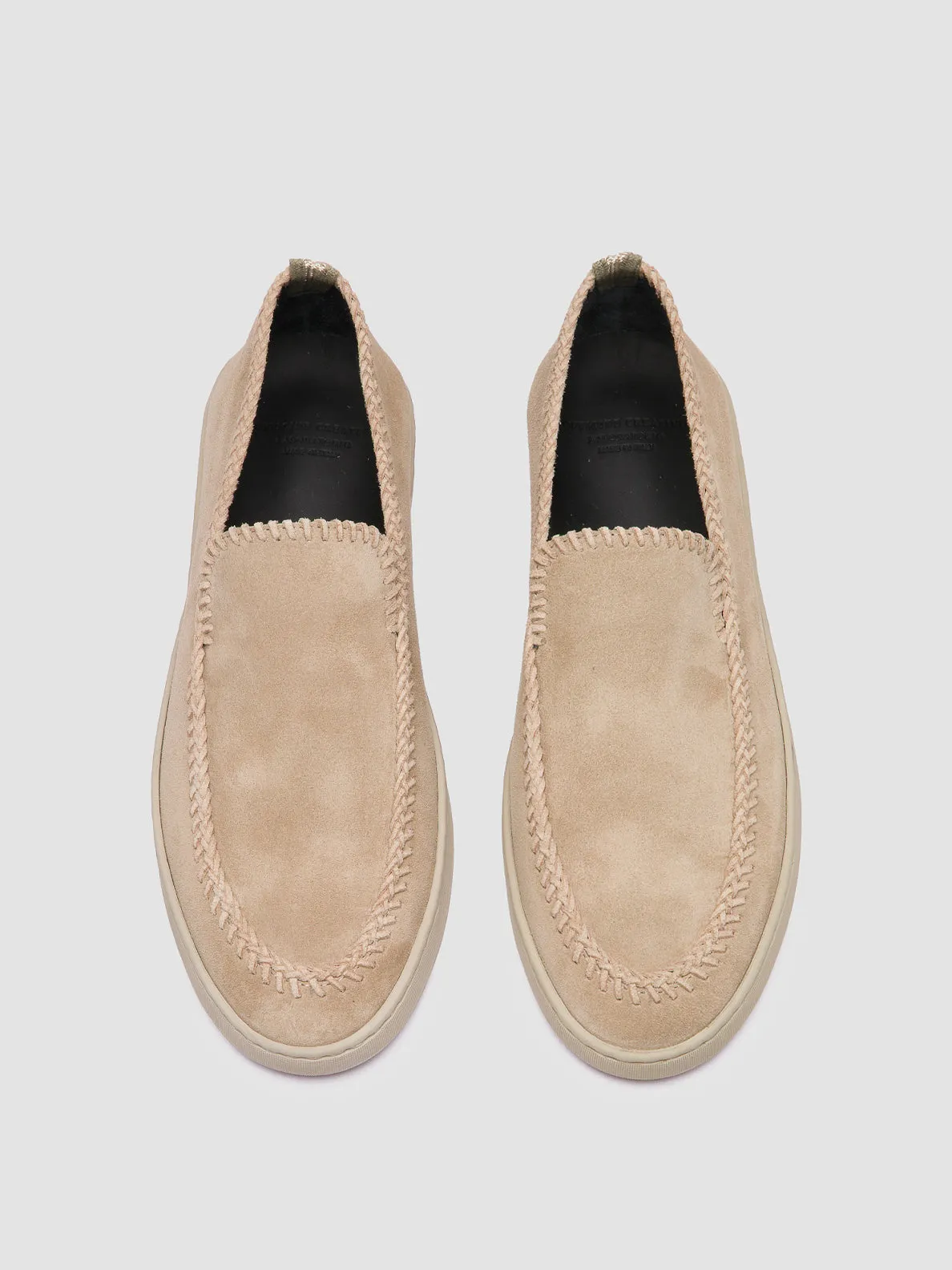 HERBIE 011 - Beige Suede Penny Loafers Anti Grip Two Tone