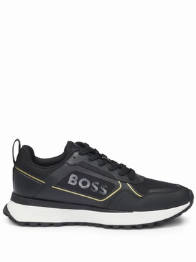 Hugo Boss Men's Jonah Running Sneaker, Black/Gold multi - terrain running shoes