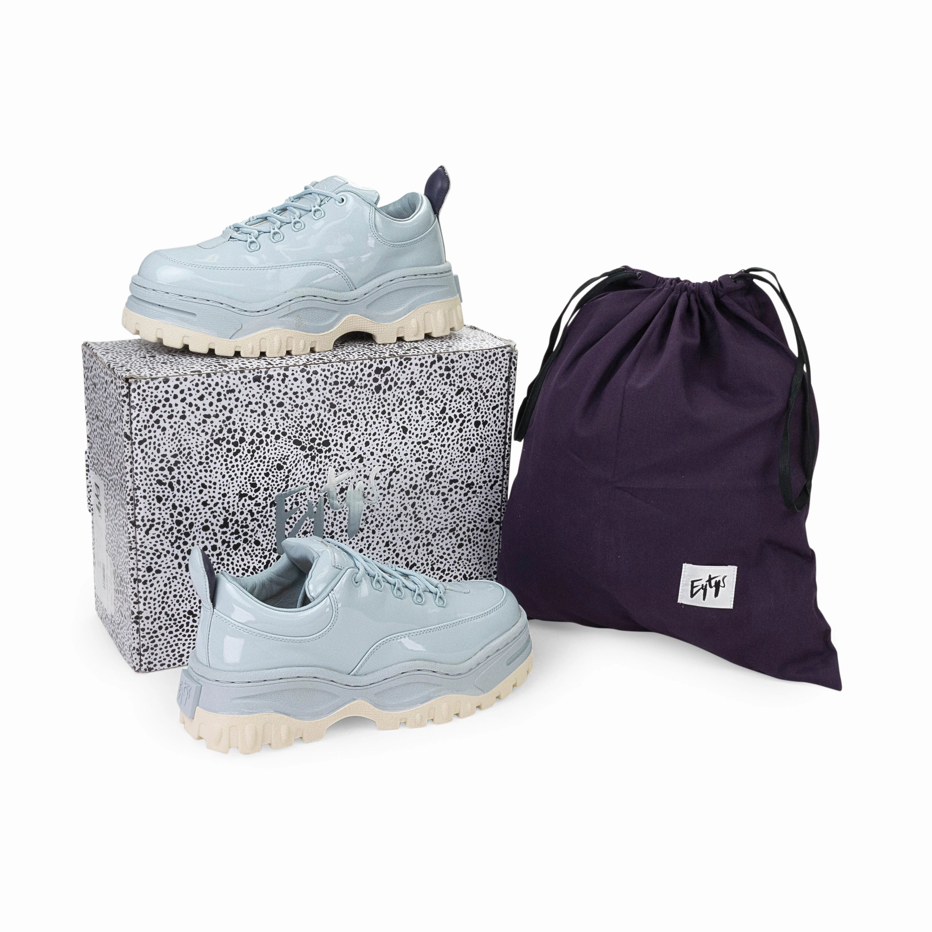 Shock - absorbing foam hip - hop dance shoes ANGEL PATENT LIGHT BLUE SNEAKERS