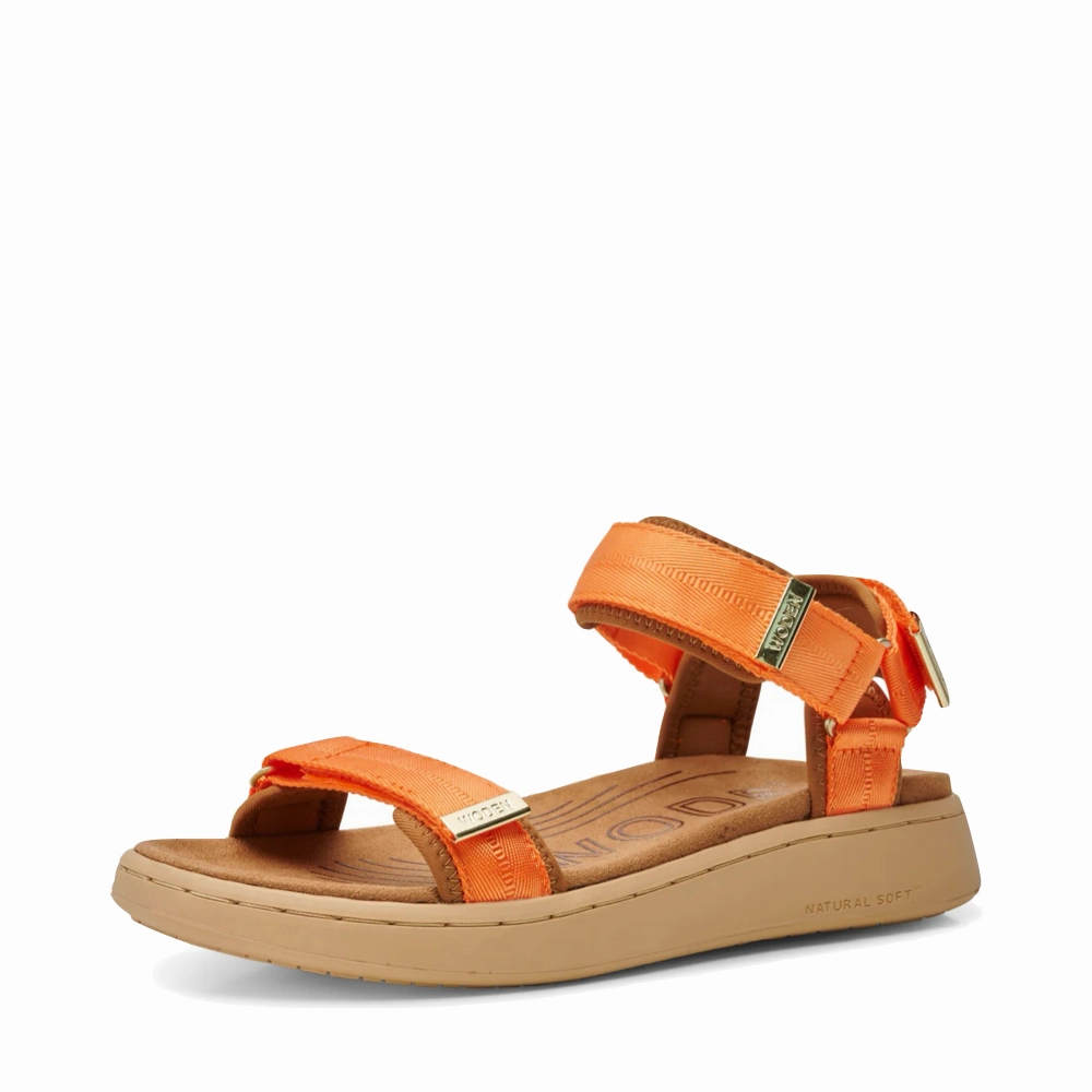 Classic Flip-flops Leg Ease Woden Women's Line Strap Sandal in Tiger Orange