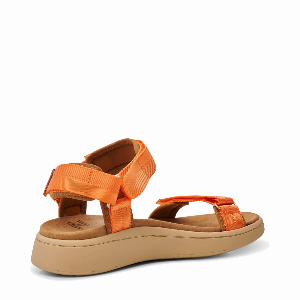 Woven Non-Slip Shoes Woden Women's Line Strap Sandal in Tiger Orange