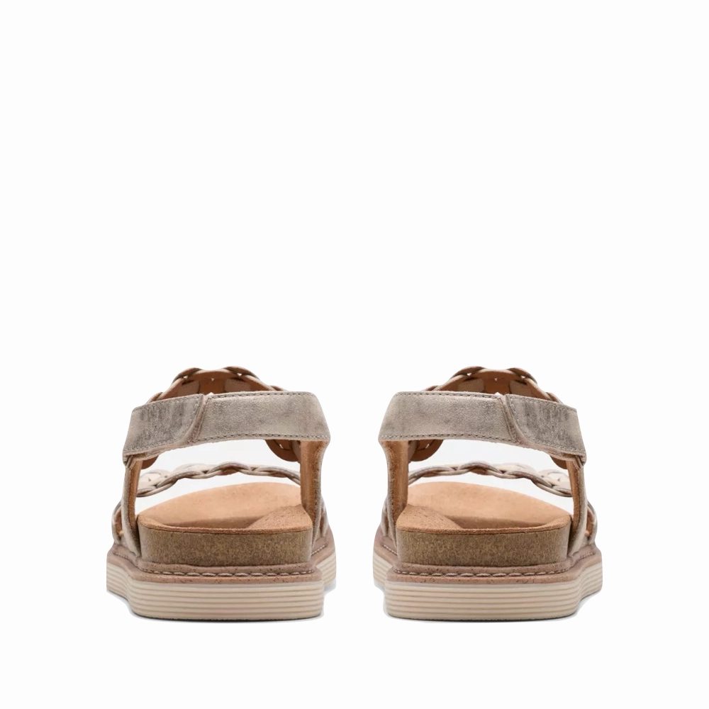 Simple Slip Casual Outdoor Shoes Clarks Women's Arwell Glide Sandal in Metallic Combination