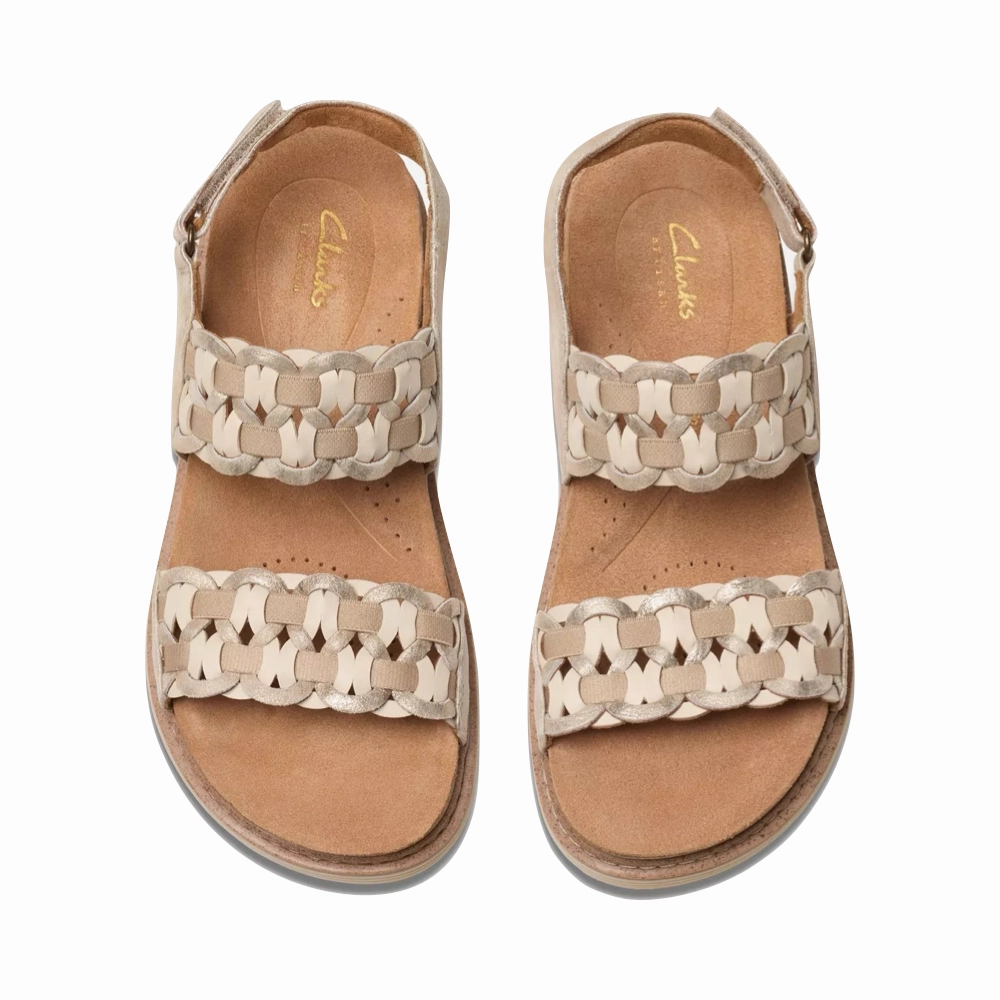 Open Sides Clarks Women's Arwell Glide Sandal in Metallic Combination