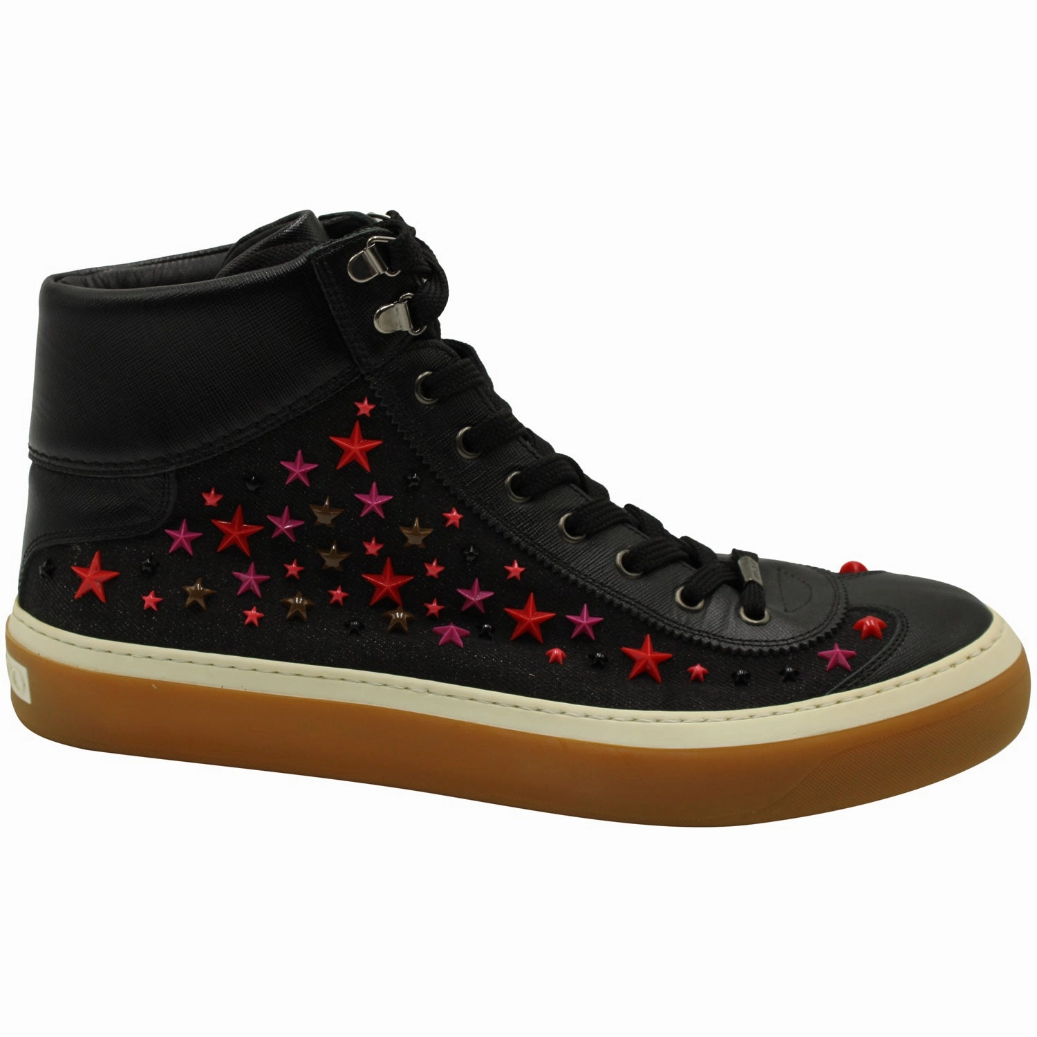 Jimmy Choo Star Stud High Top Sneakers in Black Leather Travel Shoes Heel Cup Support