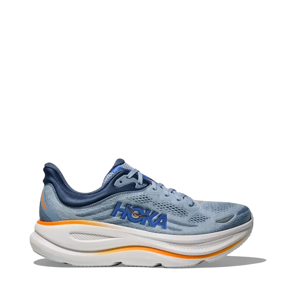 Hoka Men's Bondi 9 Sneaker in Drizzle/Downpour Stage Day Tea Run