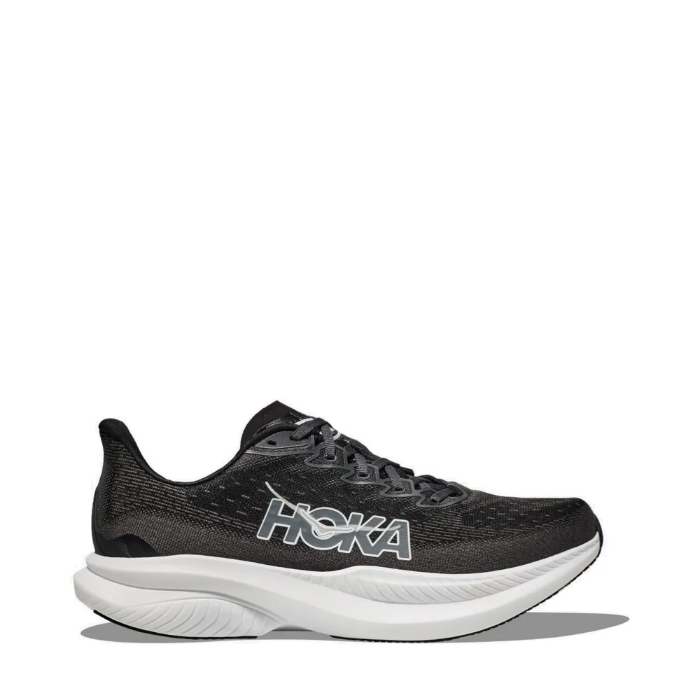 Hoka Men's Mach 6 Sneaker in Black/White Integrated