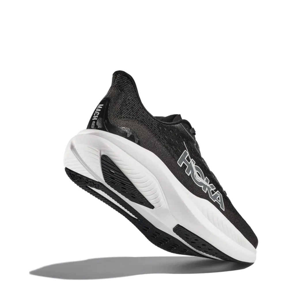 Female Elegant Hoka Men's Mach 6 Sneaker in Black/White