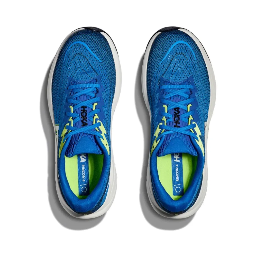 Hoka Men's Rincon 4 Sneaker in Electric Cobalt/Varsity Navy leather upper durability